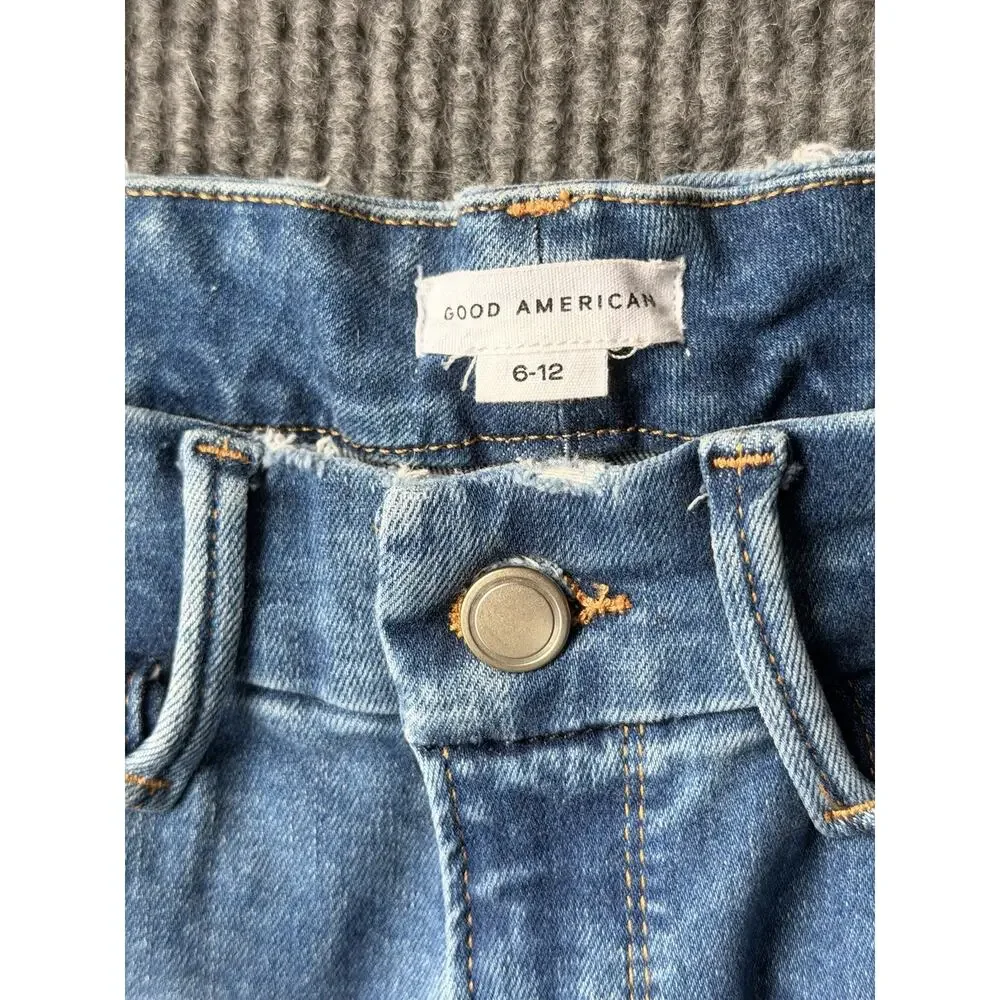 GOOD AMERICAN Always Fits Good Legs Straight Jeans 6-12 Indigo 316 Stretch